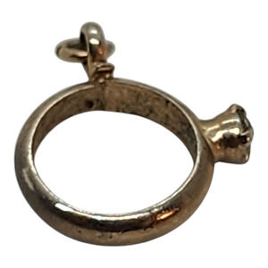 Vintage Sterling Silver Engagement Wedding Ring Charm Pendant Rhinestone Bride